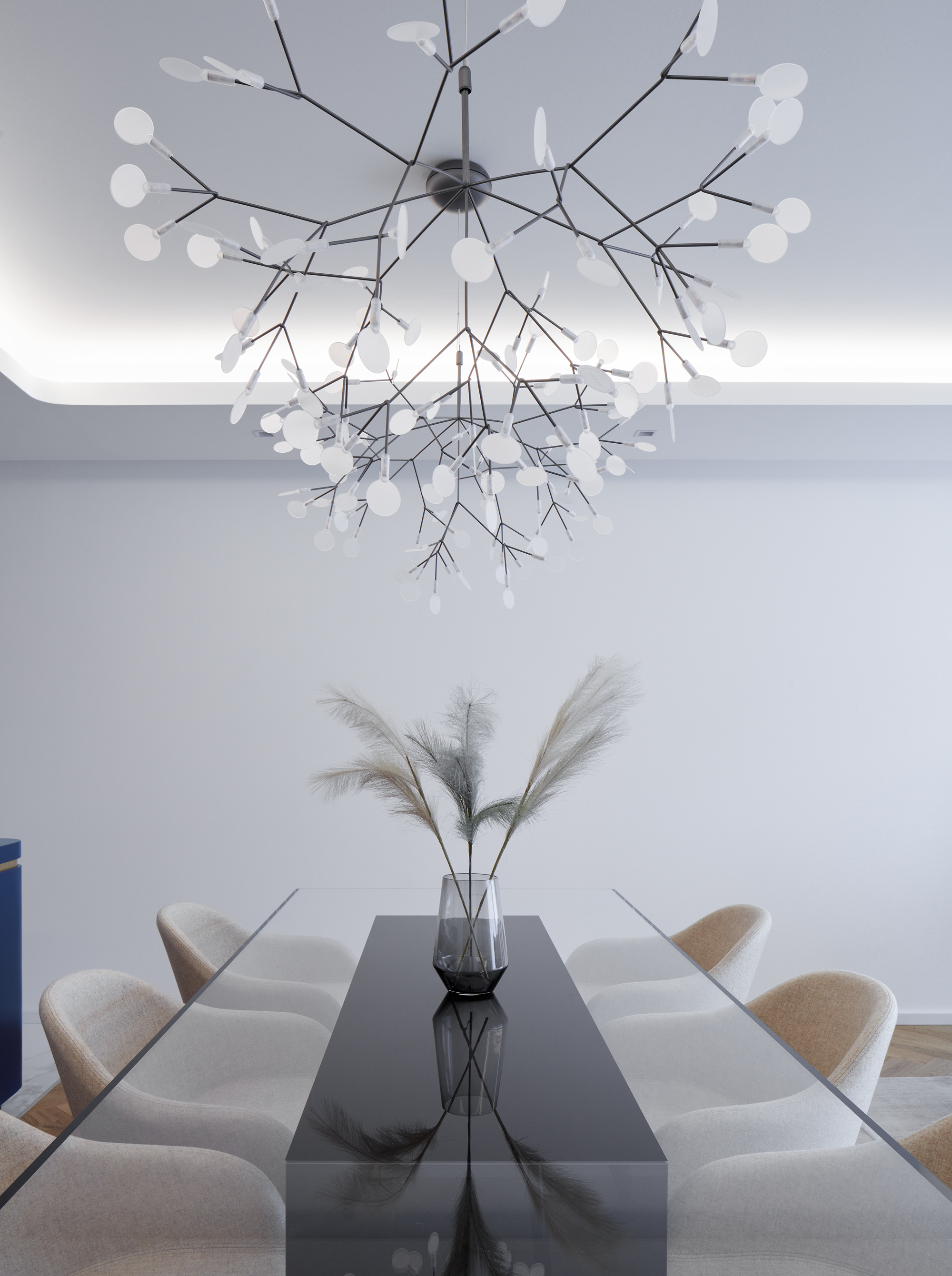 Drei-Zimmer-Wohnung mit blauer Küche