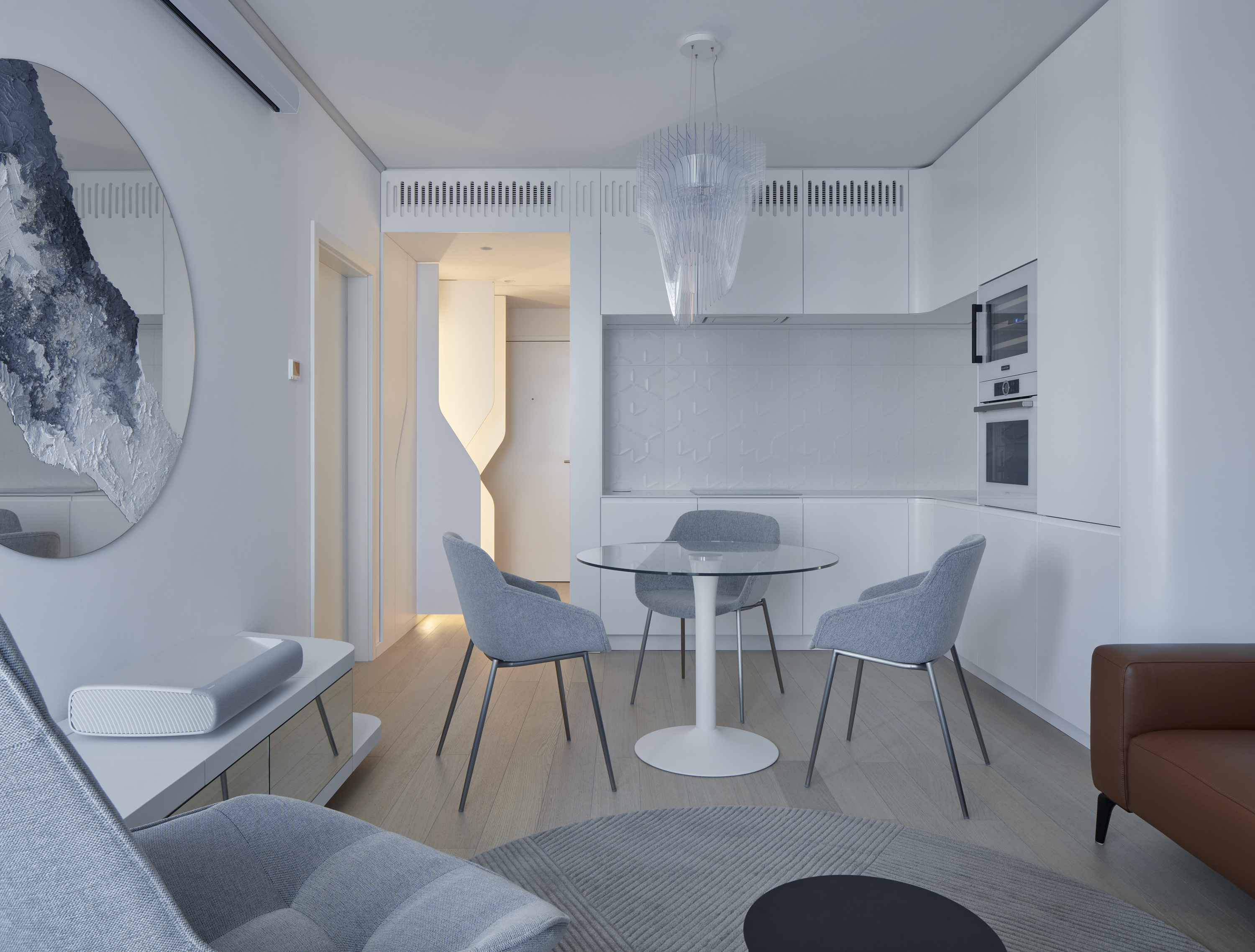 Weiße Wohnung mit Rundungen Skypark by Zaha Hadid